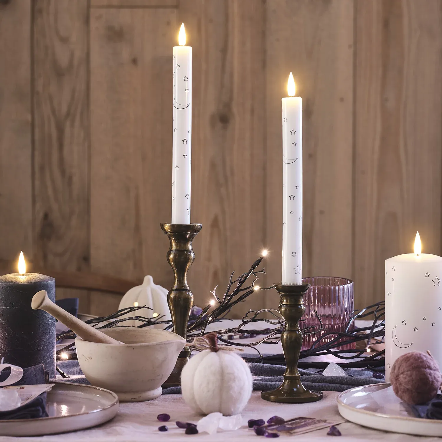 2 Chandelles TruGlow® à Motif Lunes et Étoiles – Image 2